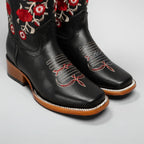 Joe Boots Women's Red Embroidered JB15 - 01 Square Toe Cowboy - OriginalWestern.com