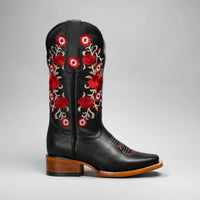 Joe Boots Women's Red Embroidered JB15 - 01 Square Toe Cowboy - OriginalWestern.com