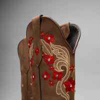 Joe Boots Women's Red Embroidered JB16 - 06 Square Toe Cowboy Boots–Sand - OriginalWestern.com