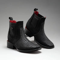 Joe Boots Women”s Viperette Python Tribute Square Toe Ankle Boots - Black - OriginalWestern.com