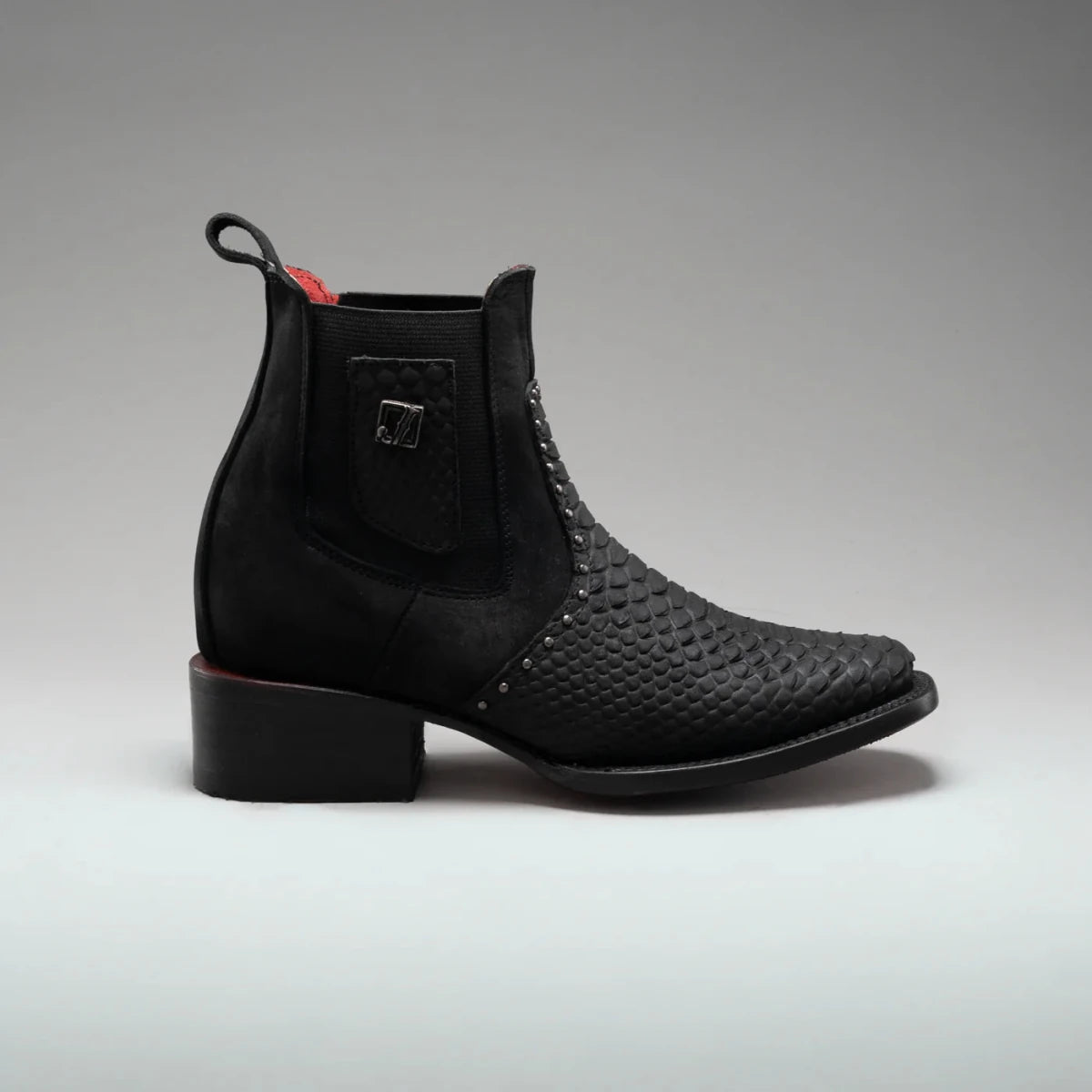 Joe Boots Women”s Viperette Python Tribute Square Toe Ankle Boots - Black - OriginalWestern.com