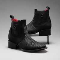 Joe Boots Women”s Viperette Python Tribute Square Toe Ankle Boots - Black - OriginalWestern.com