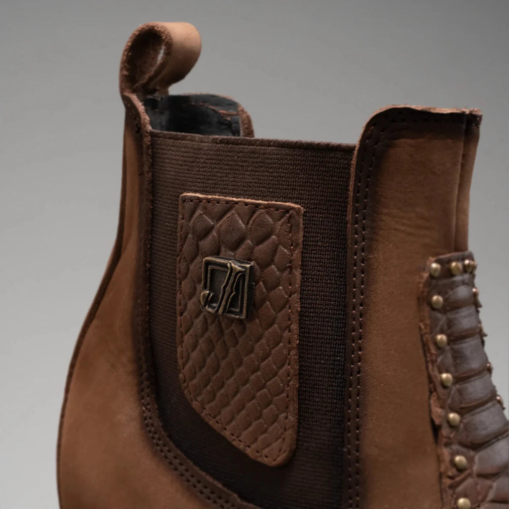 Joe Boots Women”s Viperette Python Tribute Square Toe Ankle Boots - Brown - OriginalWestern.com