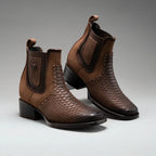 Joe Boots Women”s Viperette Python Tribute Square Toe Ankle Boots - Brown - OriginalWestern.com