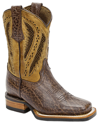Silverton Kid's Alamo All Leather Square Toe Boots-Brown