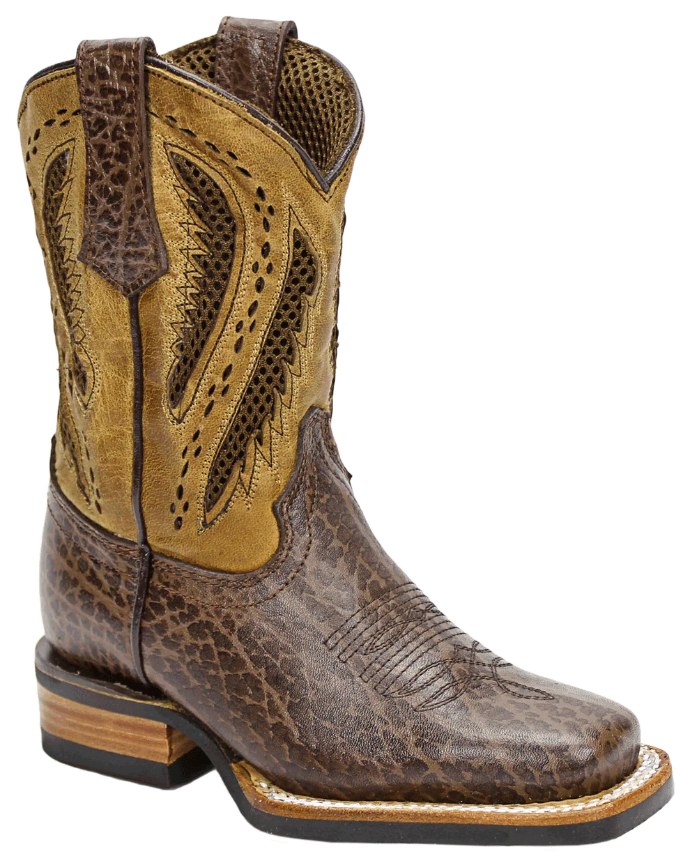 Silverton Kid's Alamo All Leather Square Toe Boots-Brown