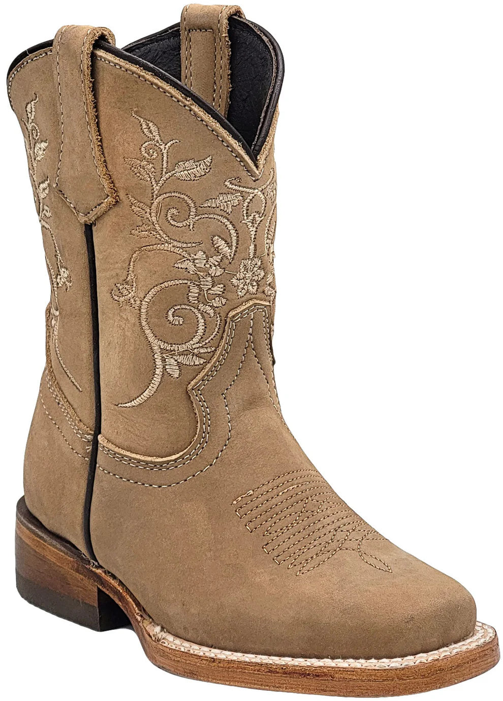 Silverton Kid's Jennifer All Leather Square Toe Boots-Beige