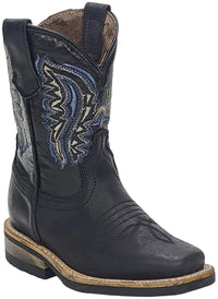 Silverton Kid's Stockton All Leather Square Toe Boots-Black