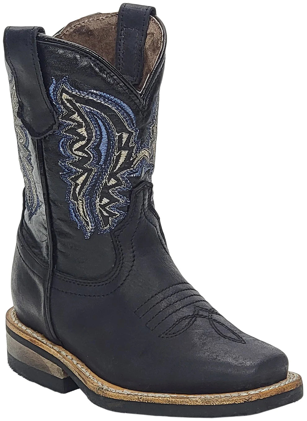 Silverton Kid's Stockton All Leather Square Toe Boots-Black