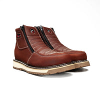King Welt 335 Ultra Flex Zipper Double Density Work Boots Medallion - Burgundy - OriginalWestern.com