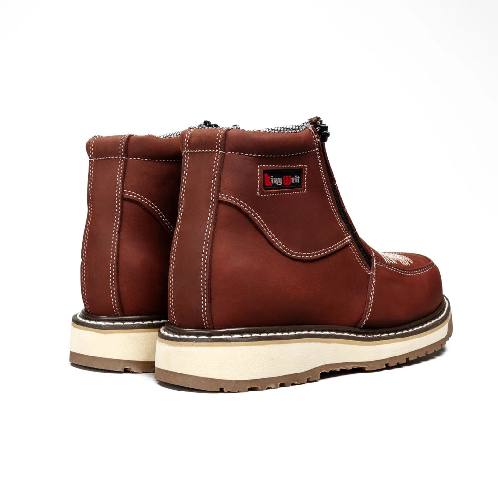 King Welt 335 Ultra Flex Zipper Double Density Work Boots Medallion - Burgundy - OriginalWestern.com