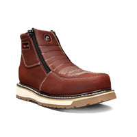 King Welt 335 Ultra Flex Zipper Double Density Work Boots Medallion - Burgundy - OriginalWestern.com