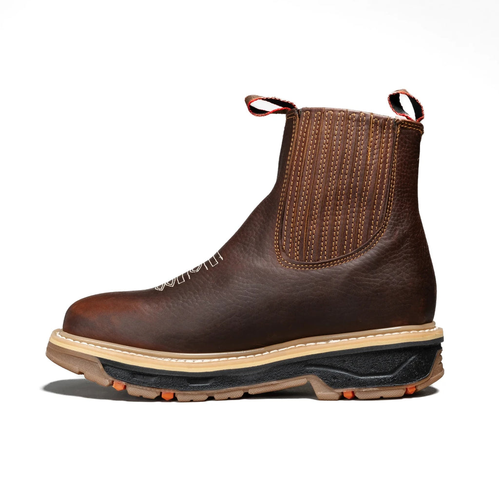King Welt 6” KW-3078 Square Toe Chelsea Short Work Boots – Brown - OriginalWestern.com