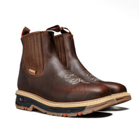 King Welt 6” KW-3078 Square Toe Chelsea Short Work Boots – Brown - OriginalWestern.com