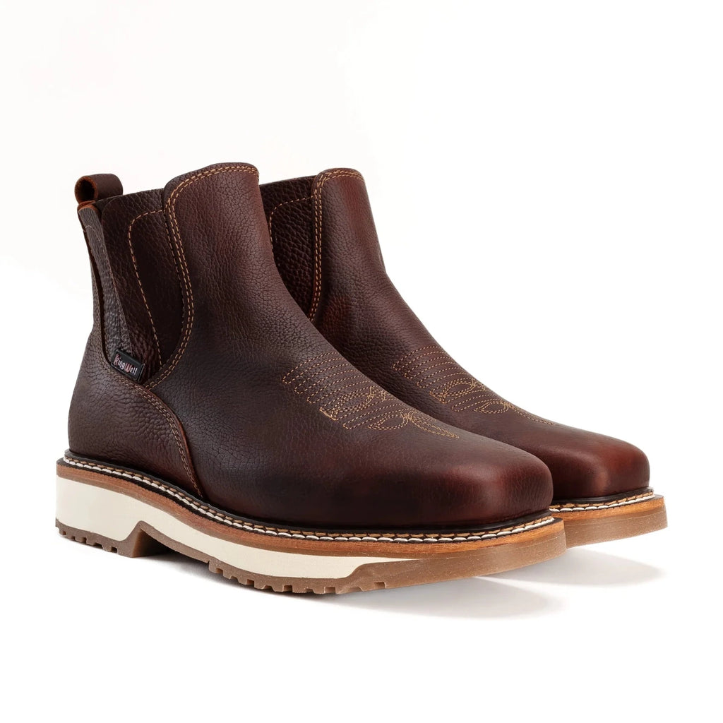 King Welt Arizona 6” Pull Up Square Toe Ankle Work Boots – Merlot - OriginalWestern.com
