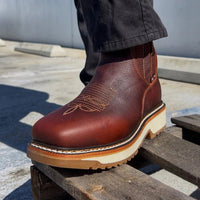 King Welt Arizona 6” Pull Up Square Toe Ankle Work Boots – Merlot - OriginalWestern.com