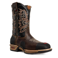 King Welt Buffalo 4020 Square Toe Western Work Boots - Brown - OriginalWestern.com