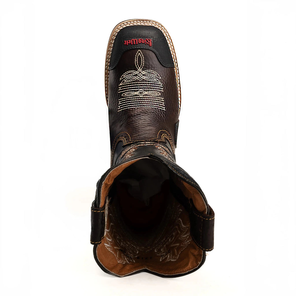 King Welt Buffalo 4020 Square Toe Western Work Boots - Brown - OriginalWestern.com