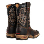 King Welt Buffalo 4020 Square Toe Western Work Boots - Brown - OriginalWestern.com