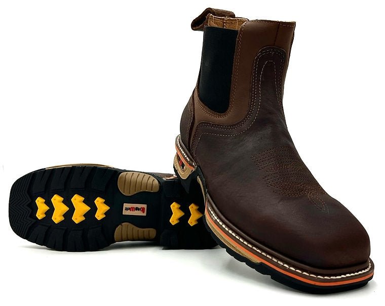 King Welt Buffalo Razor 6” KW - 3060 Square Toe Chelsea Short Work Boots – Brown - OriginalWestern.com