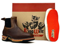 King Welt Buffalo Razor 6” KW - 3060 Square Toe Chelsea Short Work Boots – Brown - OriginalWestern.com