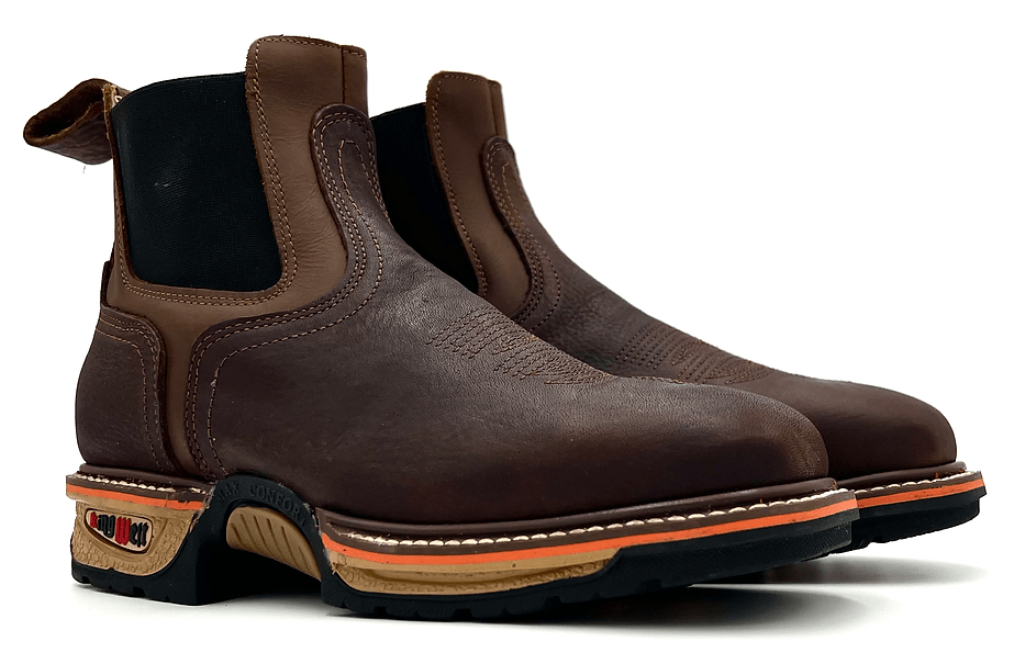 King Welt Buffalo Razor 6” KW - 3060 Square Toe Chelsea Short Work Boots – Brown - OriginalWestern.com