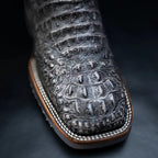 King Welt Men’s Thin Blue Line 11” Caiman Print Work Boots – Gray - OriginalWestern.com