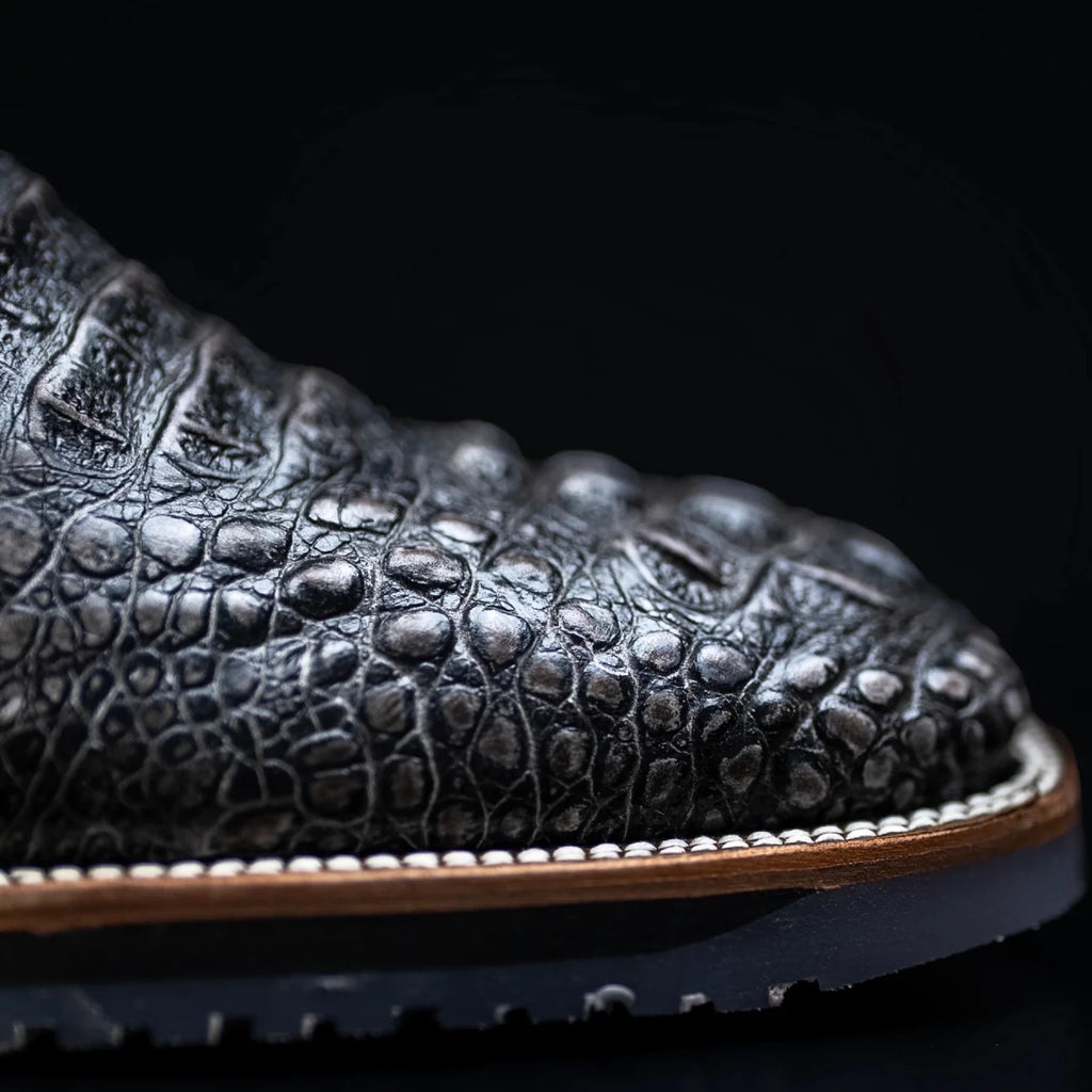 King Welt Men’s Thin Blue Line 11” Caiman Print Work Boots – Gray - OriginalWestern.com