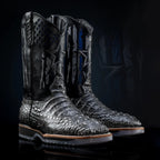 King Welt Men’s Thin Blue Line 11” Caiman Print Work Boots – Gray - OriginalWestern.com