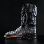 King Welt Men’s Thin Blue Line 11” Caiman Print Work Boots – Gray - OriginalWestern.com
