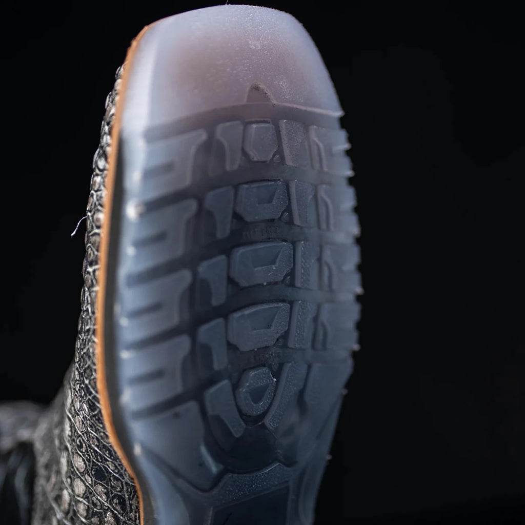 King Welt Men’s Thin Blue Line 11” Caiman Print Work Boots – Gray - OriginalWestern.com