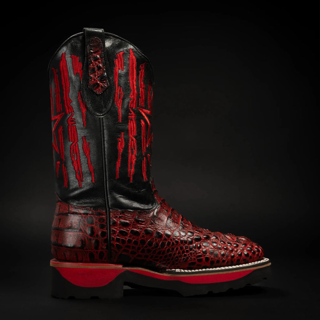 King Welt Men’s Thin Blue Line 11” Caiman Work Boots – Red - OriginalWestern.com