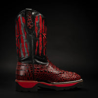 King Welt Men’s Thin Blue Line 11” Caiman Work Boots – Red - OriginalWestern.com