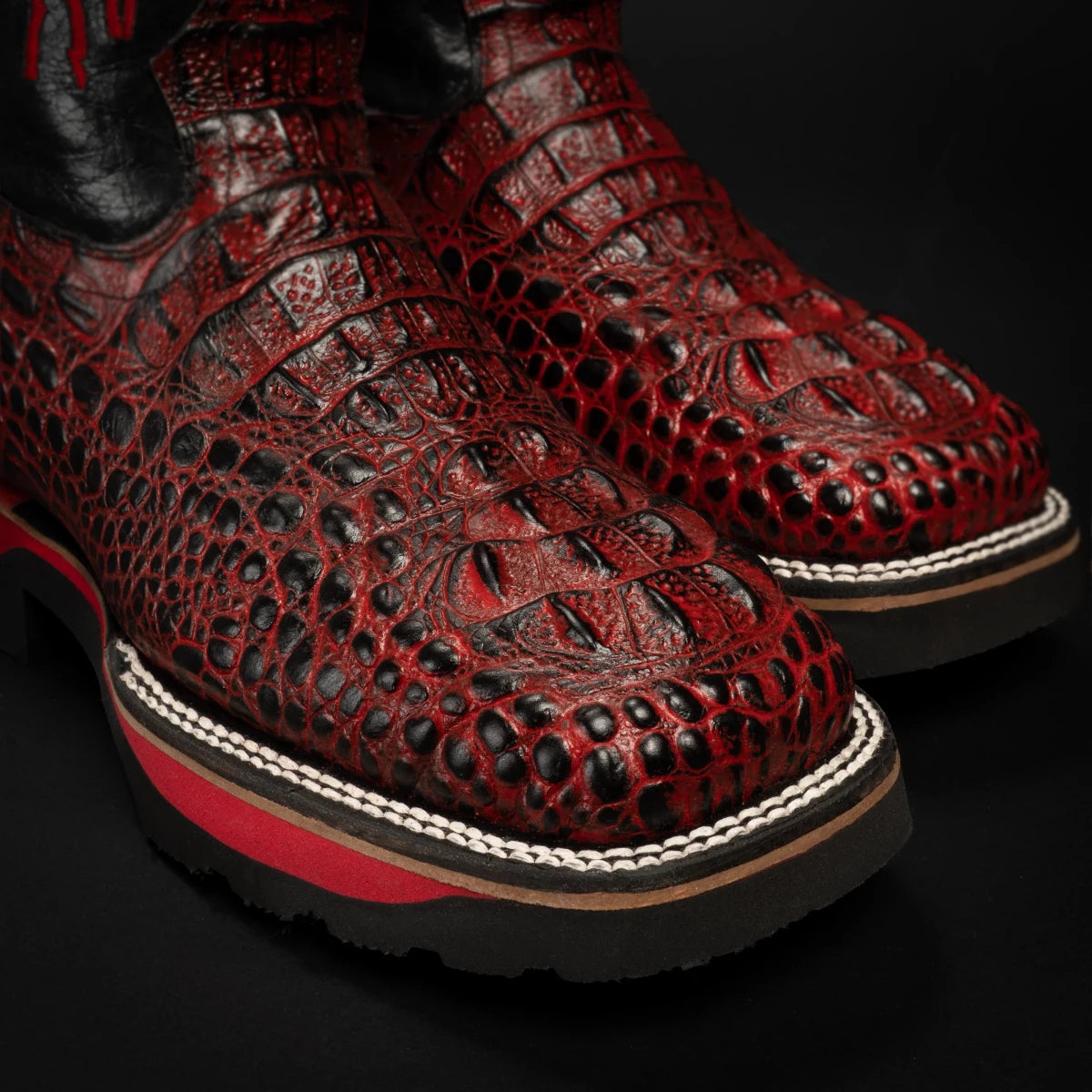 King Welt Men’s Thin Blue Line 11” Caiman Work Boots – Red - OriginalWestern.com