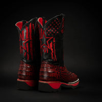 King Welt Men’s Thin Blue Line 11” Caiman Work Boots – Red - OriginalWestern.com