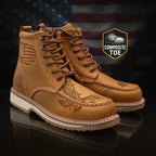 King Welt Patriot 6” Composite Toe Lace Up Work Boots – Tan - OriginalWestern.com
