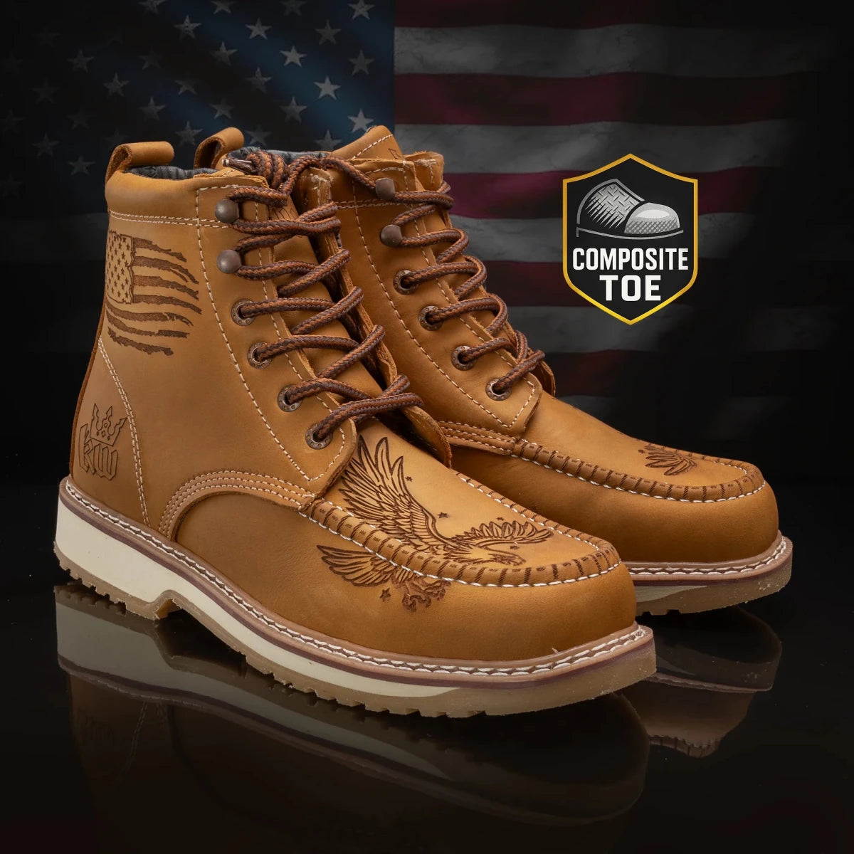 King Welt Patriot 6” Composite Toe Lace Up Work Boots – Tan - OriginalWestern.com
