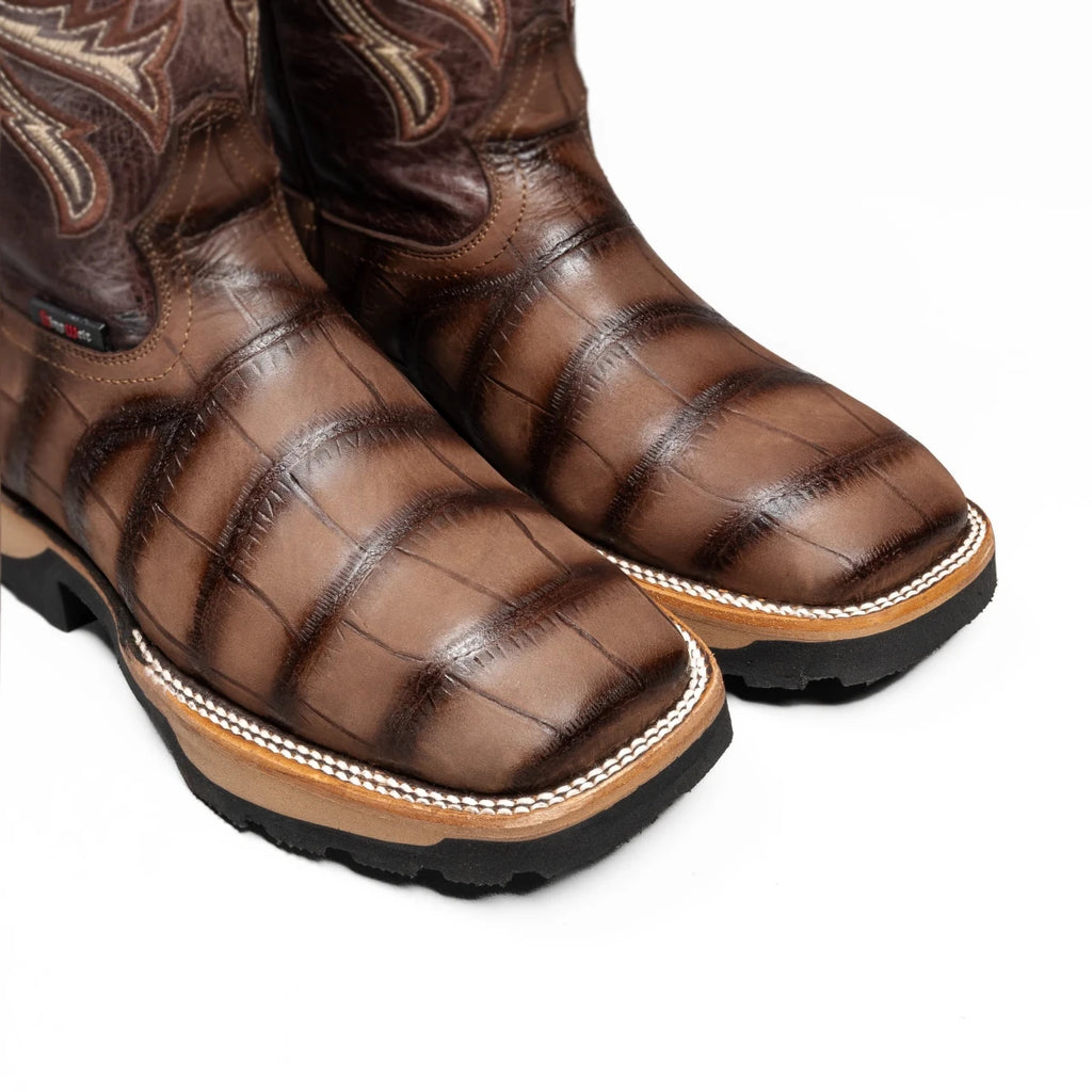 King Welt Predator Pro Alligator 11” Work Boots Soft Toe – Brown - OriginalWestern.com
