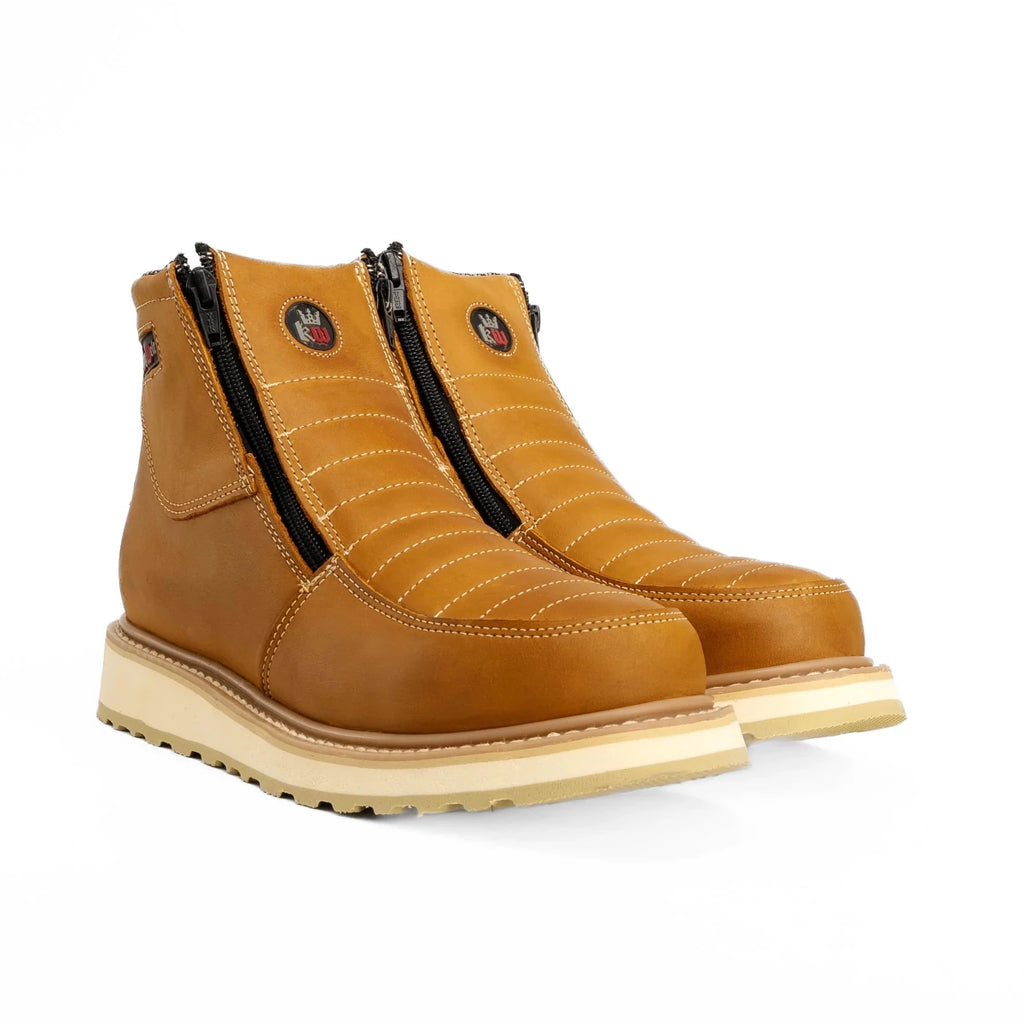 King Welt Ultra Flex 6” Double Zipper Steel Toe Work Boots – Habana - OriginalWestern.com
