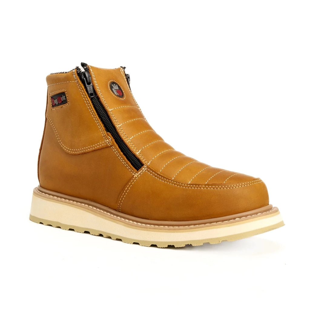 King Welt Ultra Flex 6” Double Zipper Steel Toe Work Boots – Habana - OriginalWestern.com
