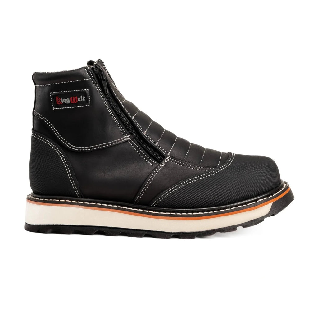 King Welt Ultra Flex 6” Double Zipper Work Boots – Black - OriginalWestern.com