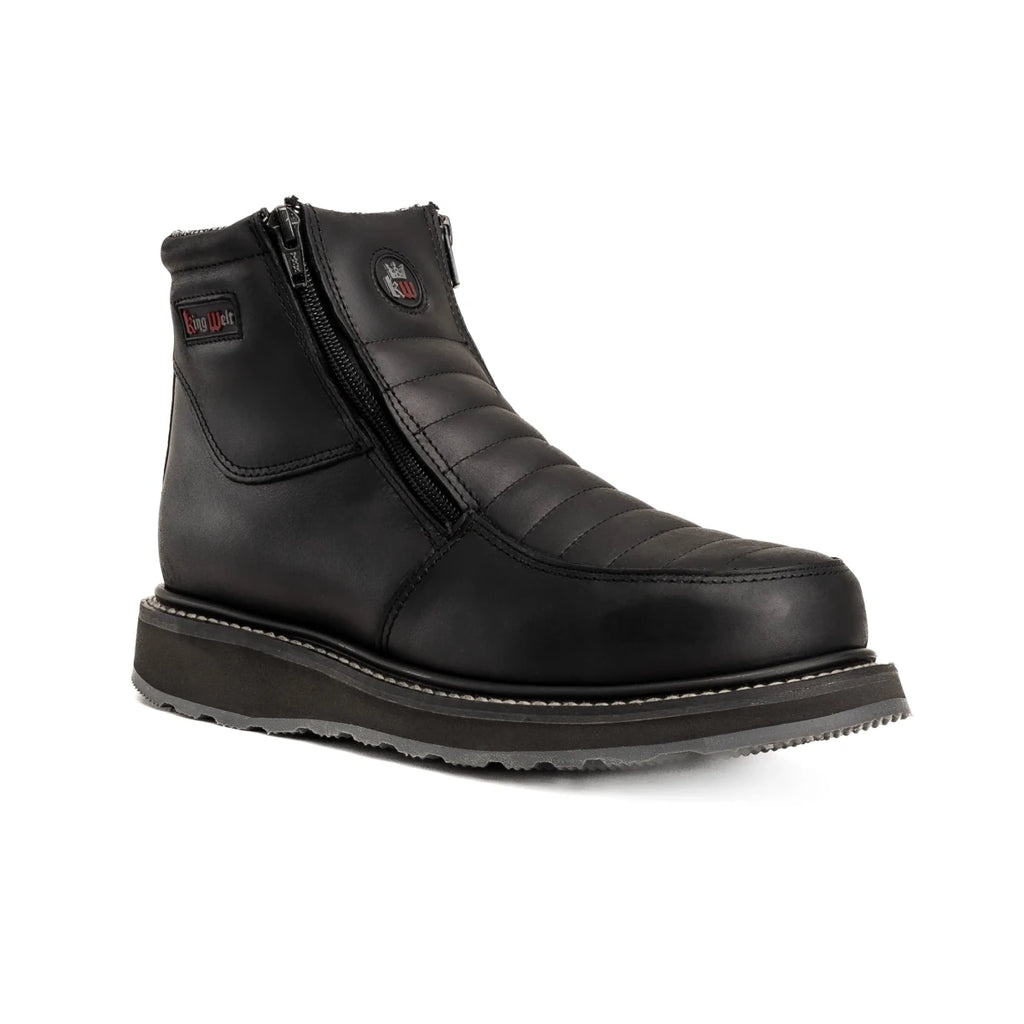 King Welt Ultra Flex 6” Double Zipper Work Boots – Black - OriginalWestern.com