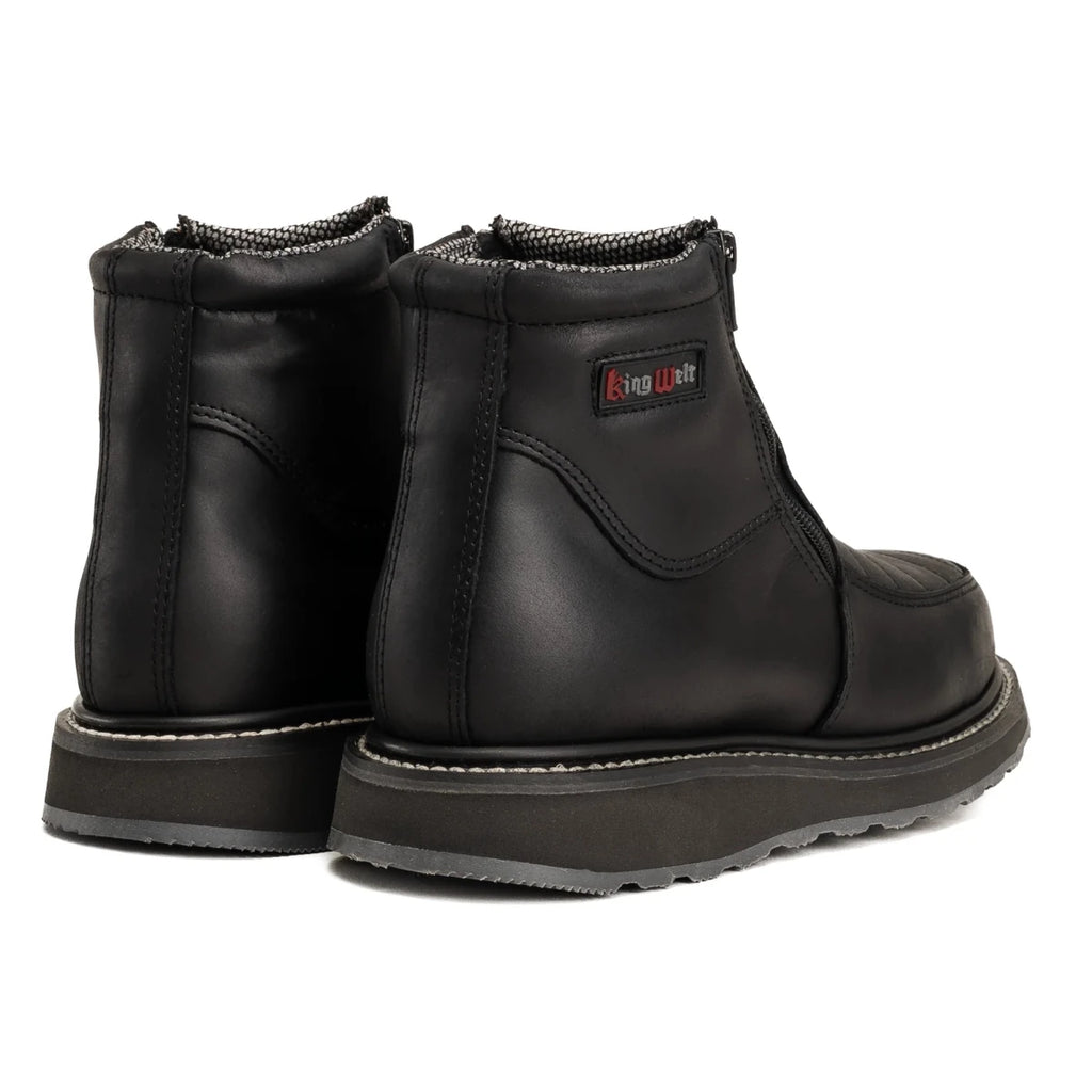 King Welt Ultra Flex 6” Double Zipper Work Boots – Black - OriginalWestern.com