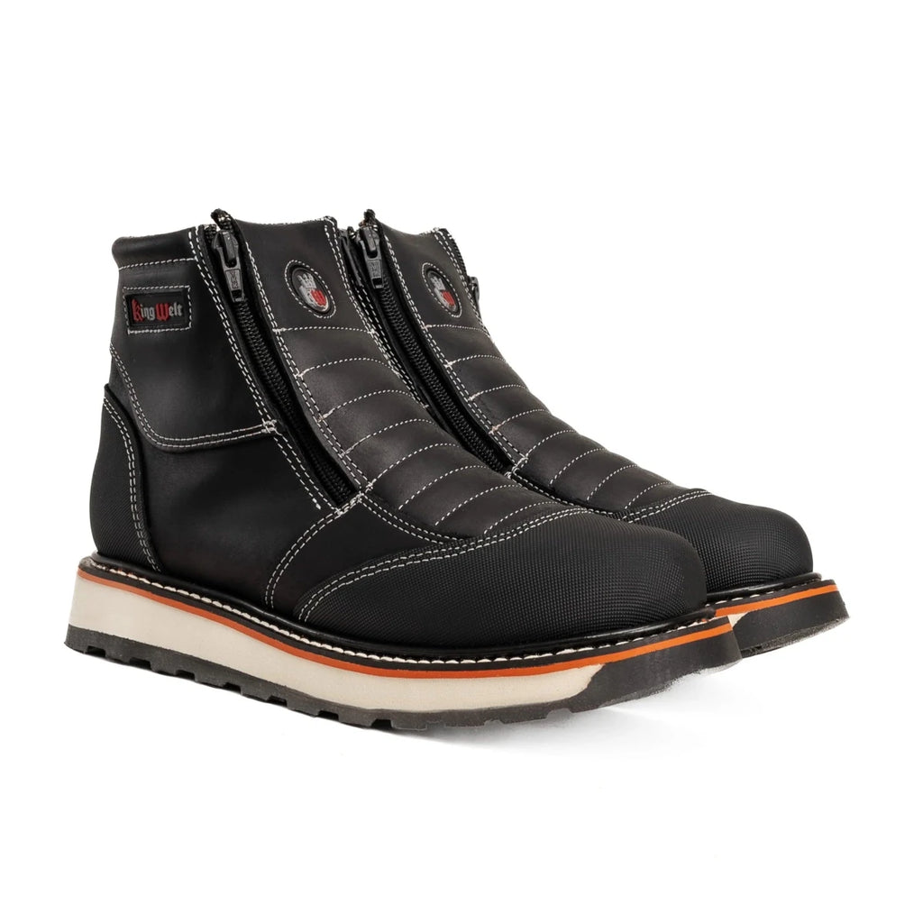 King Welt Ultra Flex 6” Double Zipper Work Boots – Black - OriginalWestern.com