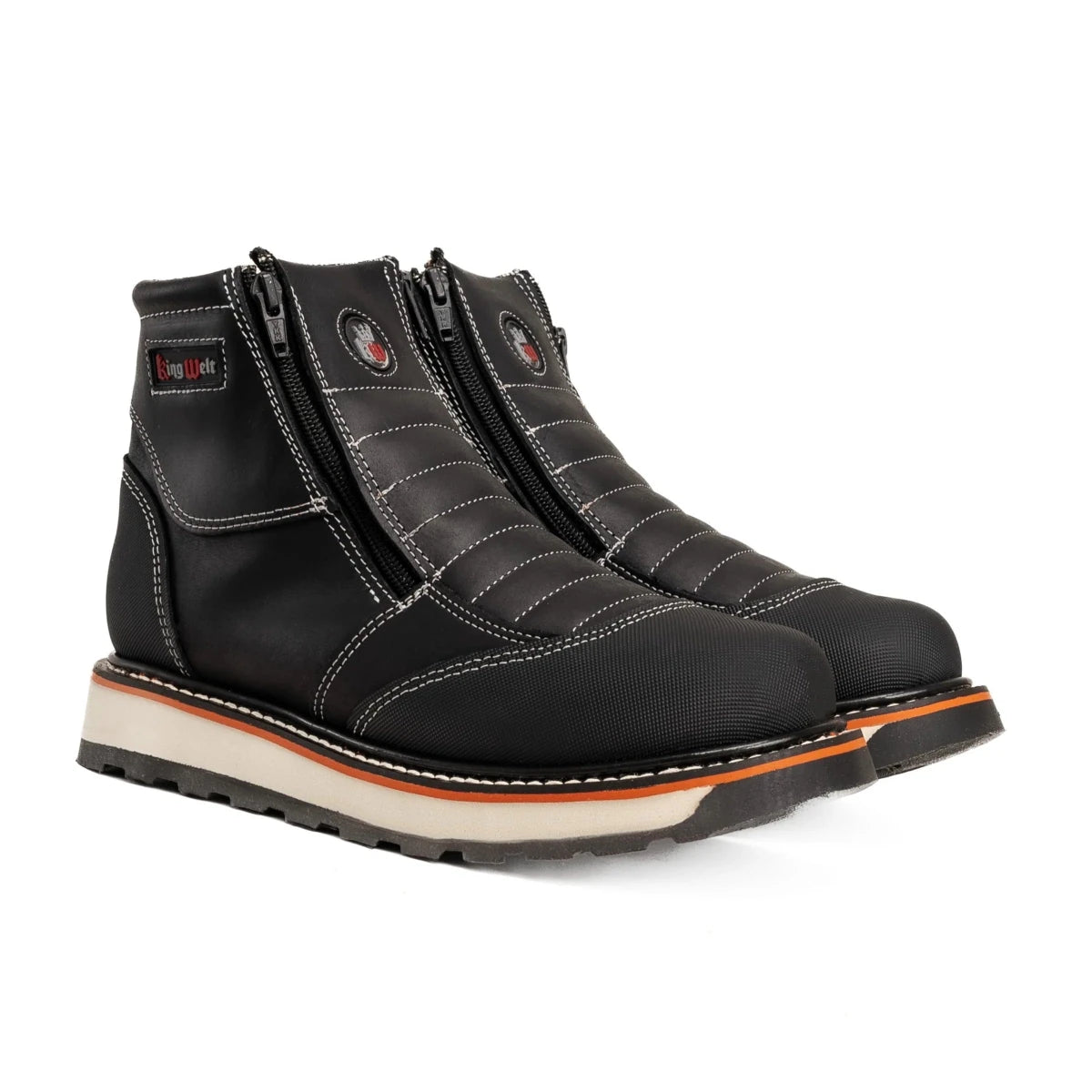 King Welt Ultra Flex 6” Double Zipper Work Boots – Black - OriginalWestern.com