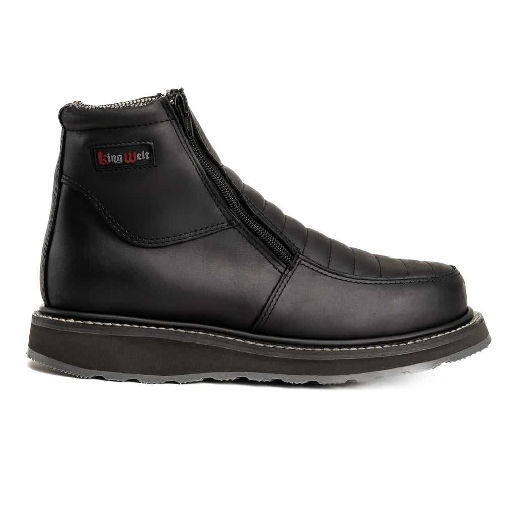 King Welt Ultra Flex 6” Double Zipper Work Boots – Black - OriginalWestern.com