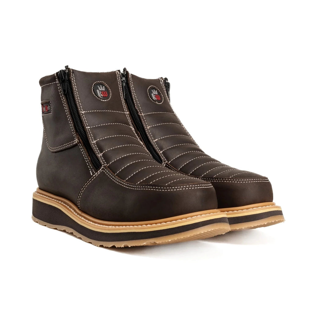 King Welt Ultra Flex 6” Double Zipper Work Boots – Brown - OriginalWestern.com