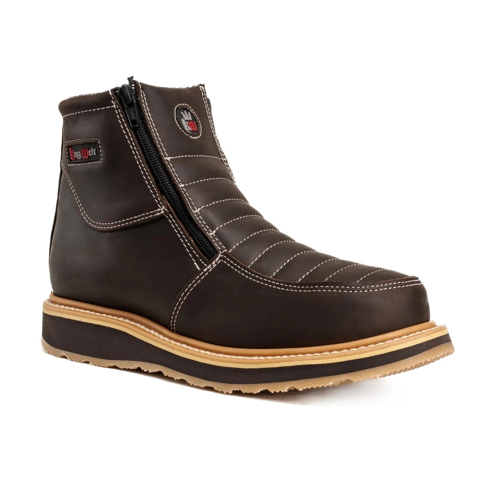 King Welt Ultra Flex 6” Double Zipper Work Boots – Brown - OriginalWestern.com