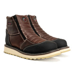 King Welt Ultra Flex 6” Zipper Double Work Boots – Brown/Black - OriginalWestern.com