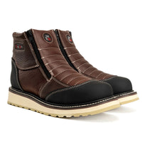King Welt Ultra Flex 6” Zipper Double Work Boots – Brown/Black - OriginalWestern.com